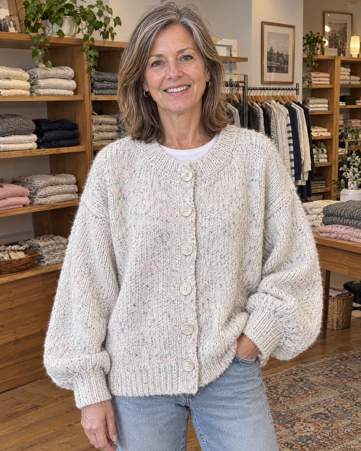 Noelle | Speckled Knit Cardigan Sweater