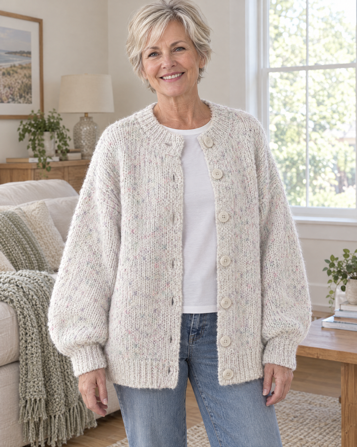 Noelle | Speckled Knit Cardigan Sweater