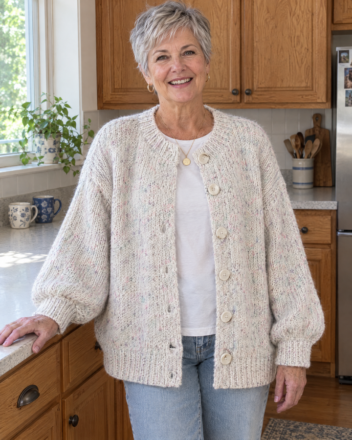 Noelle | Speckled Knit Cardigan Sweater