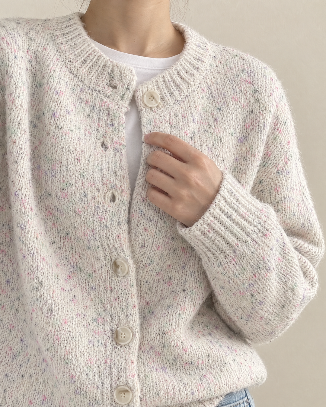 Noelle | Speckled Knit Cardigan Sweater