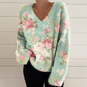 Briar | Floral Print V-Neck Sweater