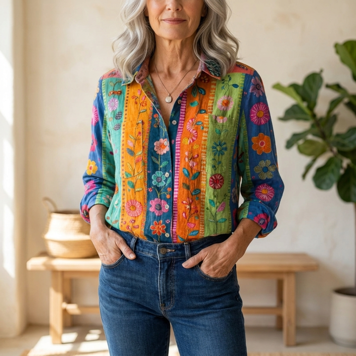 Wren | Vintage Print Button-Up Shirt