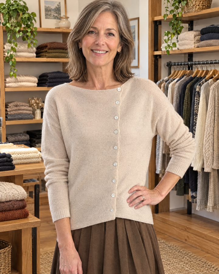 Maren | Asymmetric Button Knit Cardigan