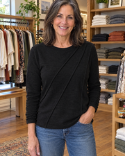 Lennox | Diagonal Pleat Long Sleeve Top