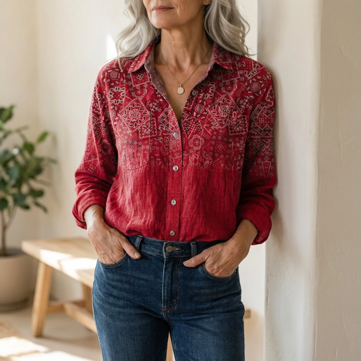 Wren | Vintage Print Button-Up Shirt