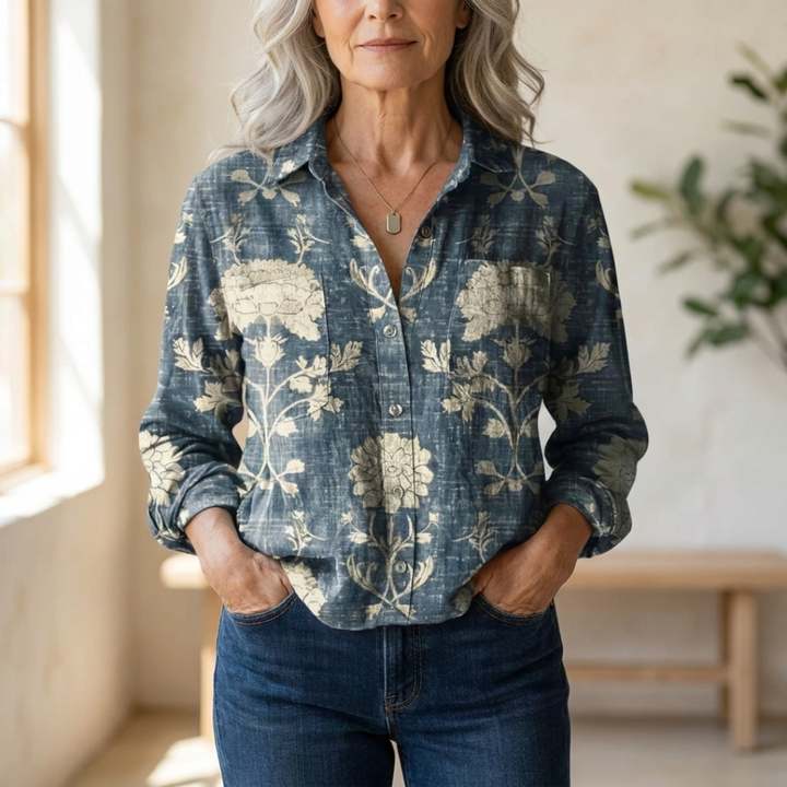 Wren | Vintage Print Button-Up Shirt