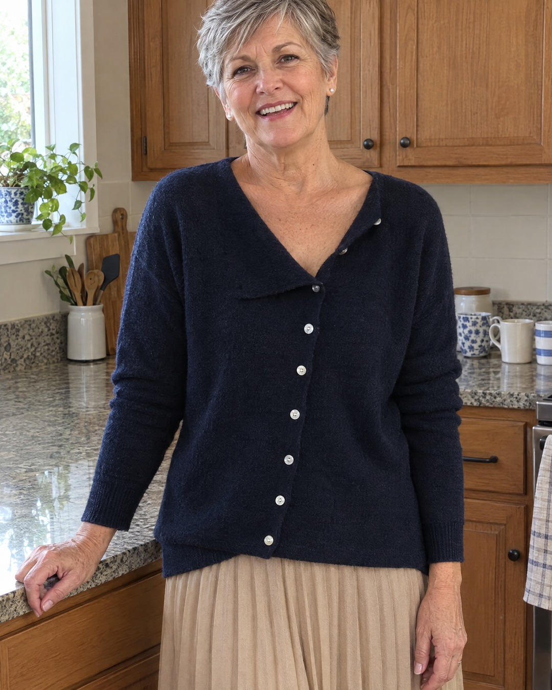 Maren | Asymmetric Button Knit Cardigan