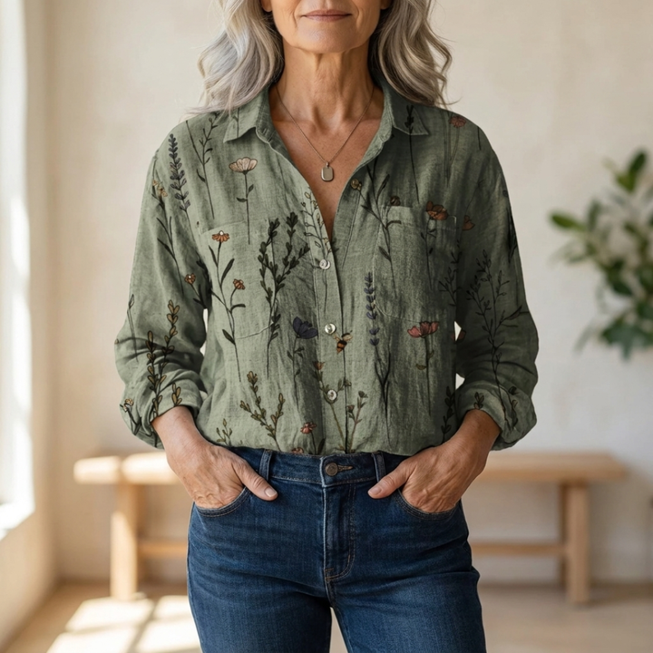 Wren | Vintage Print Button-Up Shirt