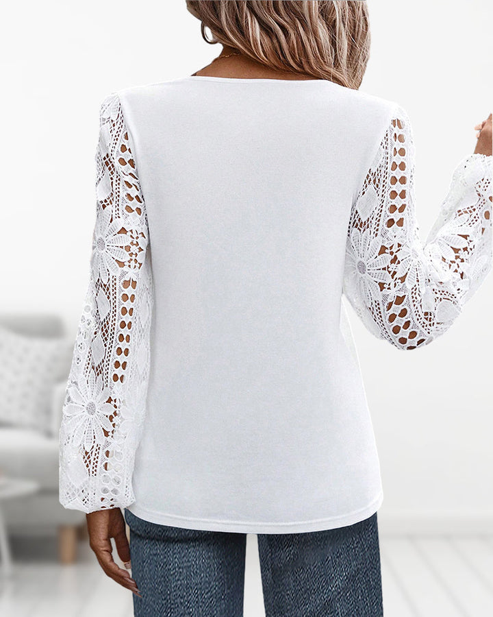 Clara | Floral Sleeve Asymmetric Neck Top