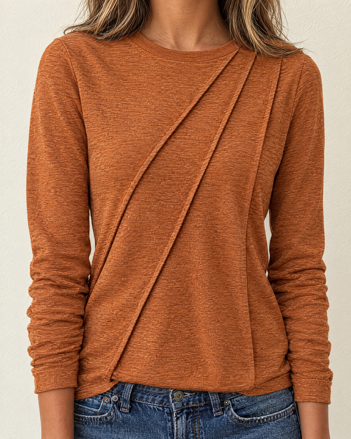Lennox | Diagonal Pleat Long Sleeve Top