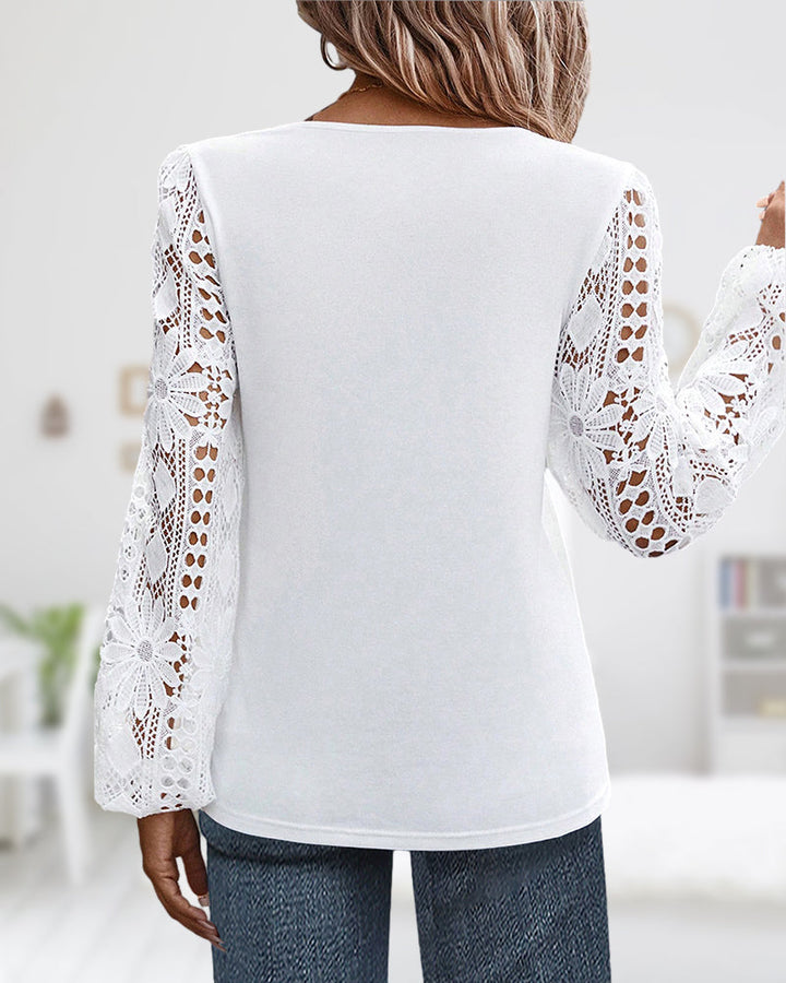 Clara | Floral Sleeve Asymmetric Neck Top