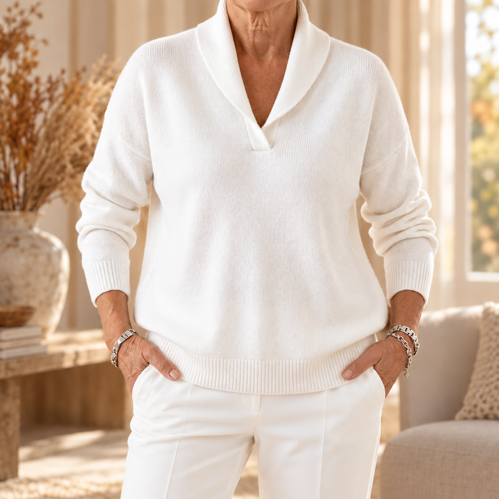 Celeste | Shawl Collar V-Neck Sweater