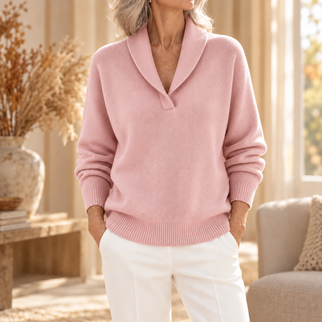 Celeste | Shawl Collar V-Neck Sweater
