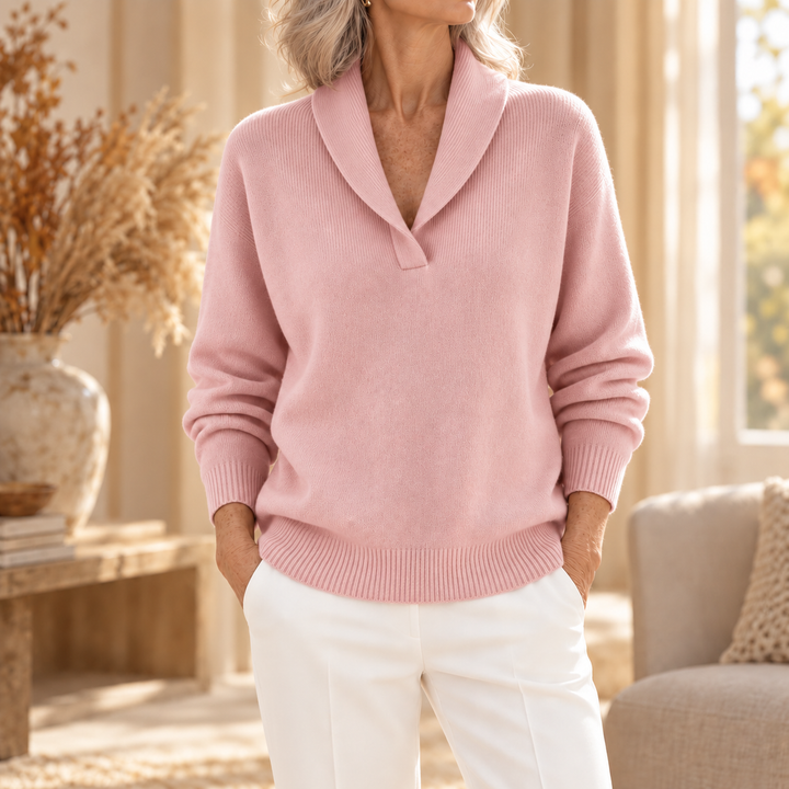 Celeste | Shawl Collar V-Neck Sweater