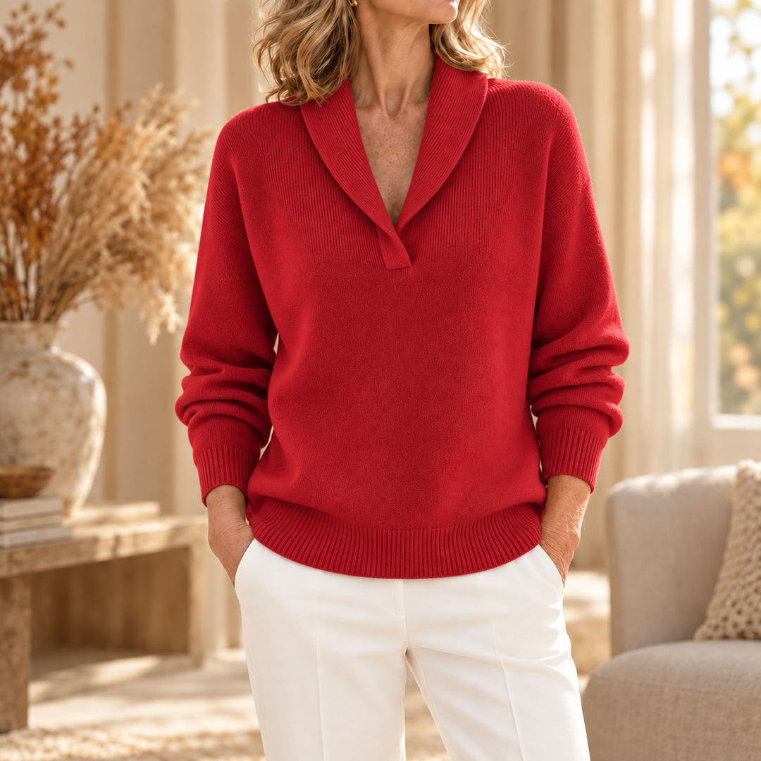 Celeste | Shawl Collar V-Neck Sweater