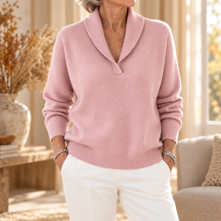 Celeste | Shawl Collar V-Neck Sweater