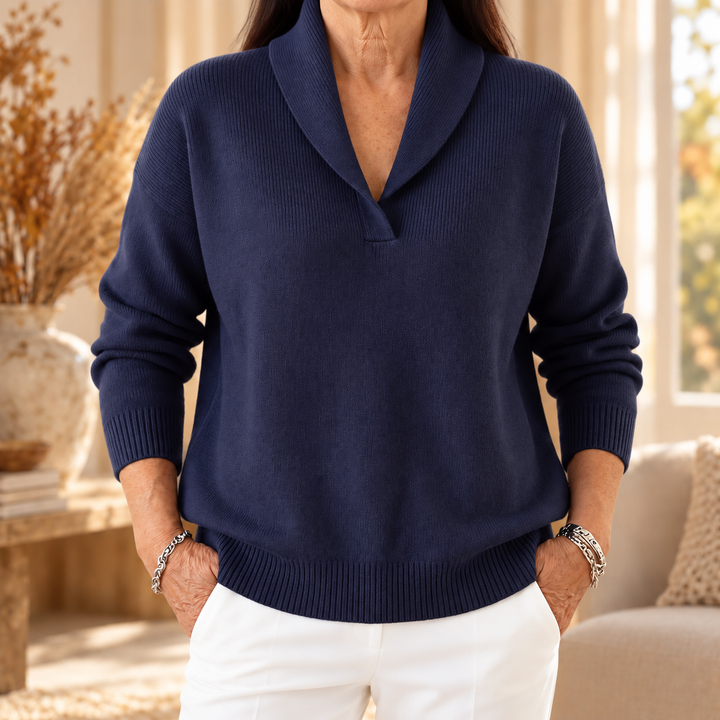 Celeste | Shawl Collar V-Neck Sweater