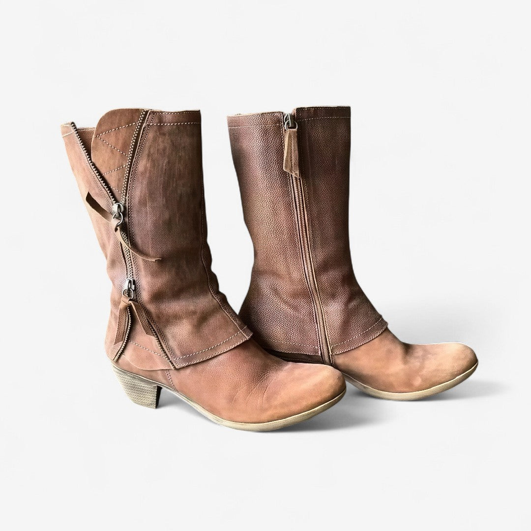Delaney | Cognac Zipper Boots