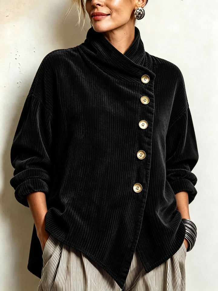 Colette | Asymmetric Button High Neck Top