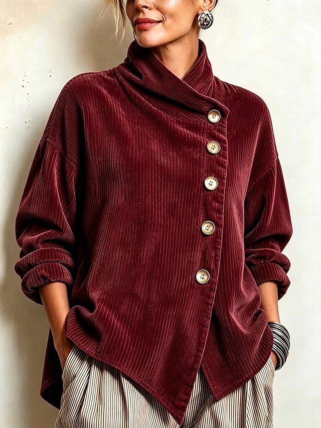 Colette | Asymmetric Button High Neck Top