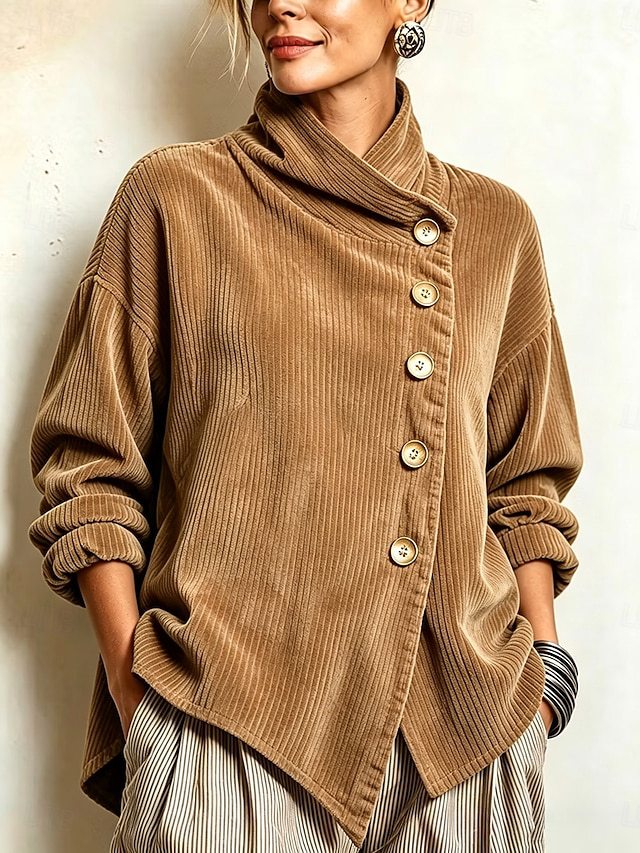 Colette | Asymmetric Button High Neck Top
