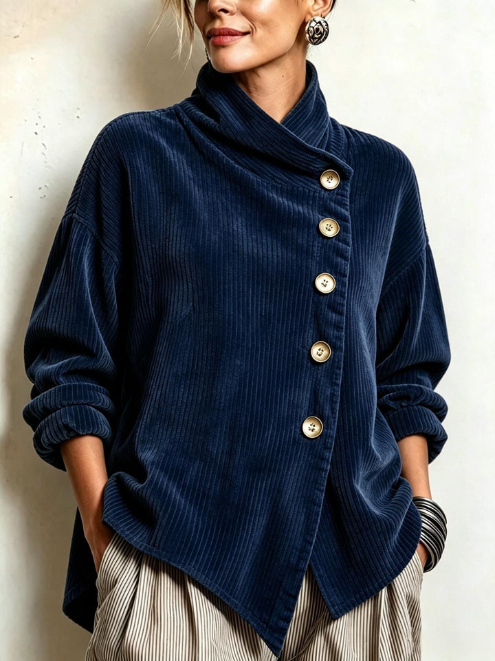 Colette | Asymmetric Button High Neck Top