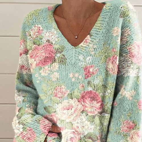 Briar | Floral Print V-Neck Sweater