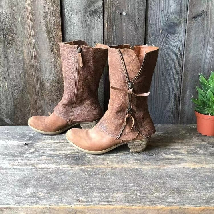 Delaney | Cognac Zipper Boots