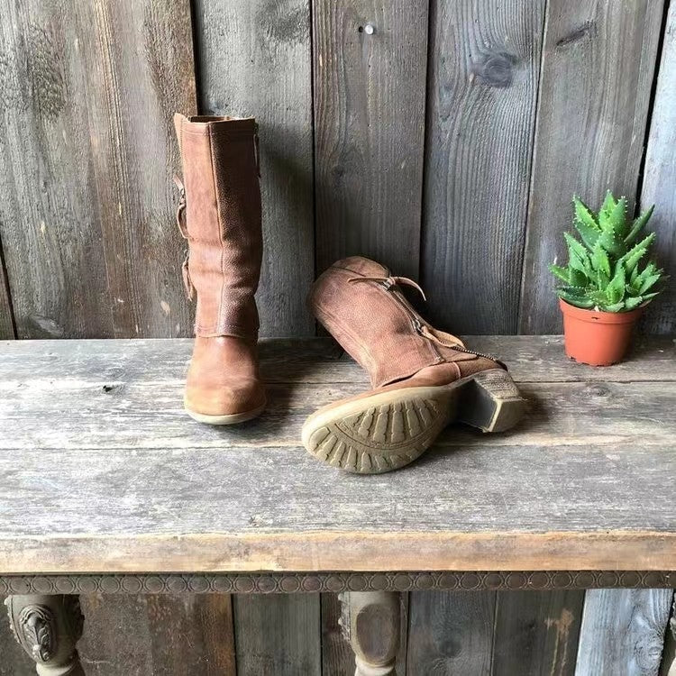 Delaney | Cognac Zipper Boots