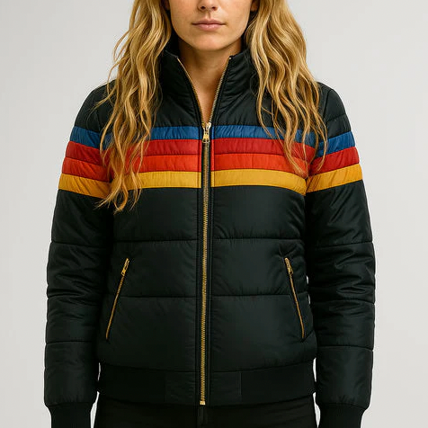 Marlowe | Retro Striped Hooded Puffer Jacket