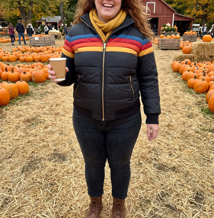 Marlowe | Retro Striped Hooded Puffer Jacket