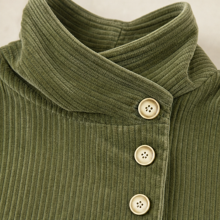 Tessa | Asymmetric Button Draped Collar Top