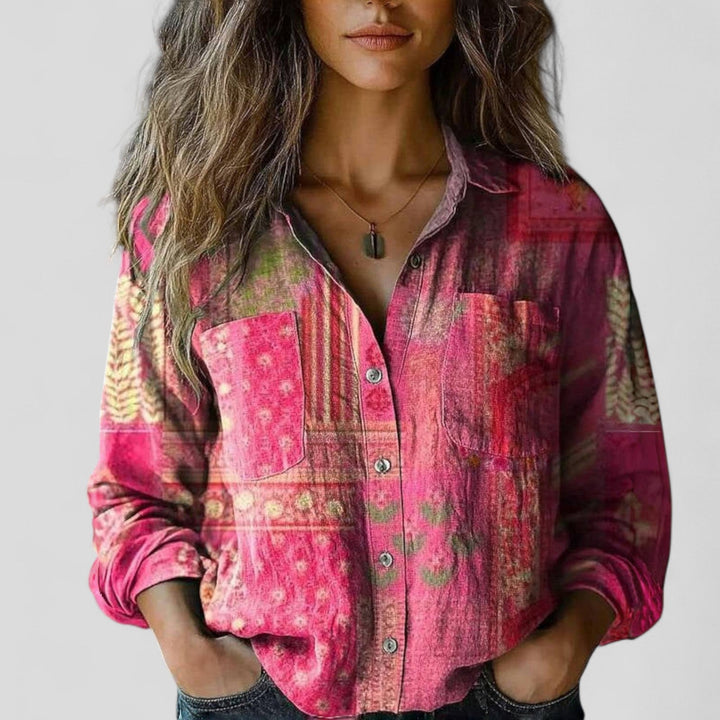 Wren | Vintage Print Button-Up Shirt