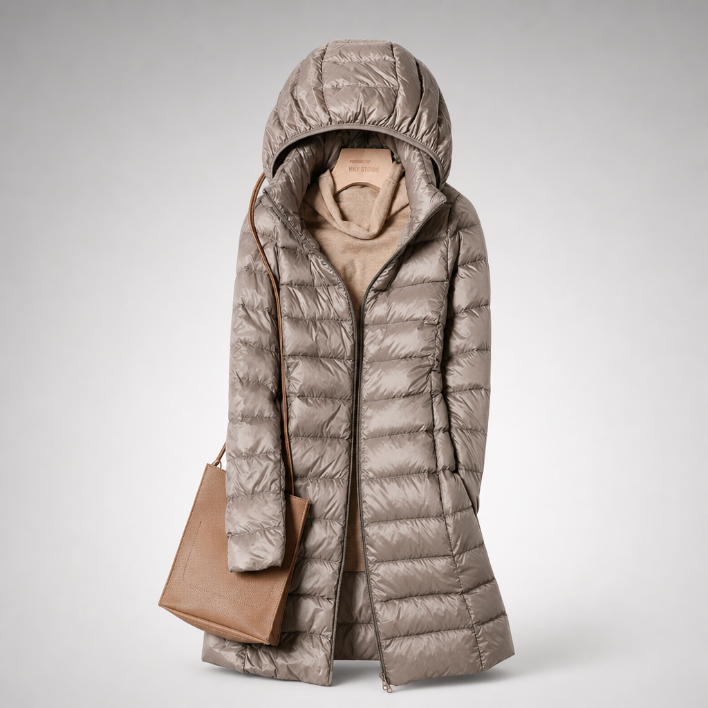 Bryn | Lightweight Hooded Long Puffer Coat