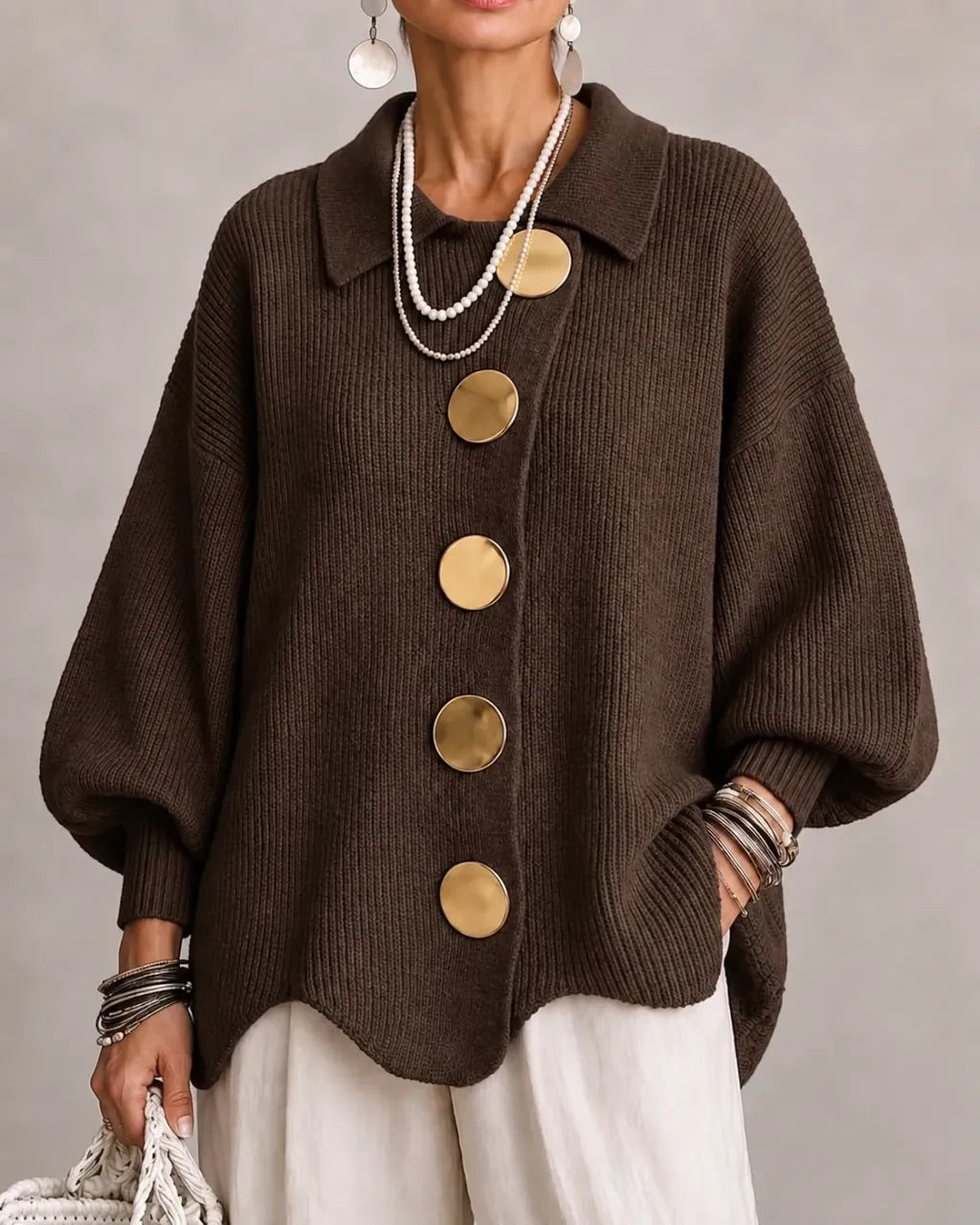 Olivia | Oversized Collared Cardigan