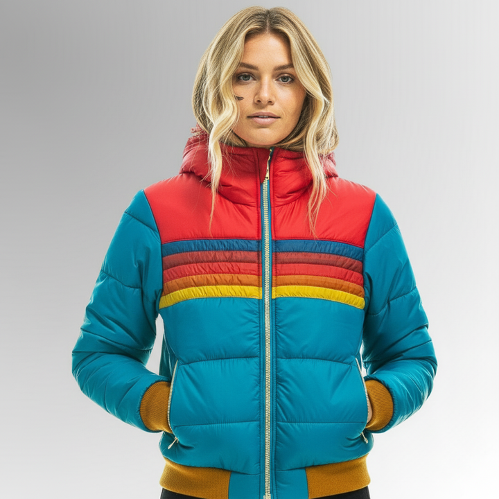Marlowe | Retro Striped Hooded Puffer Jacket