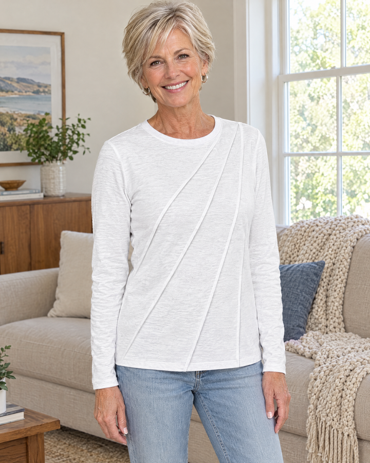 Lennox | Diagonal Pleat Long Sleeve Top